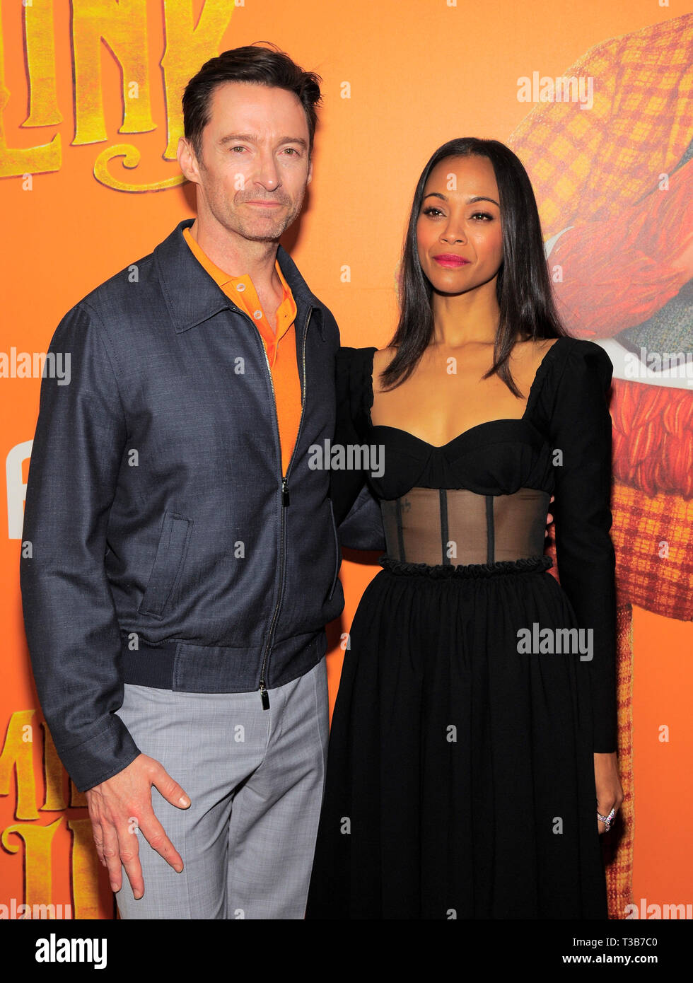 New York, NY - April 7, 2019: Hugh Jackman And Zoe Saldana Attend ...