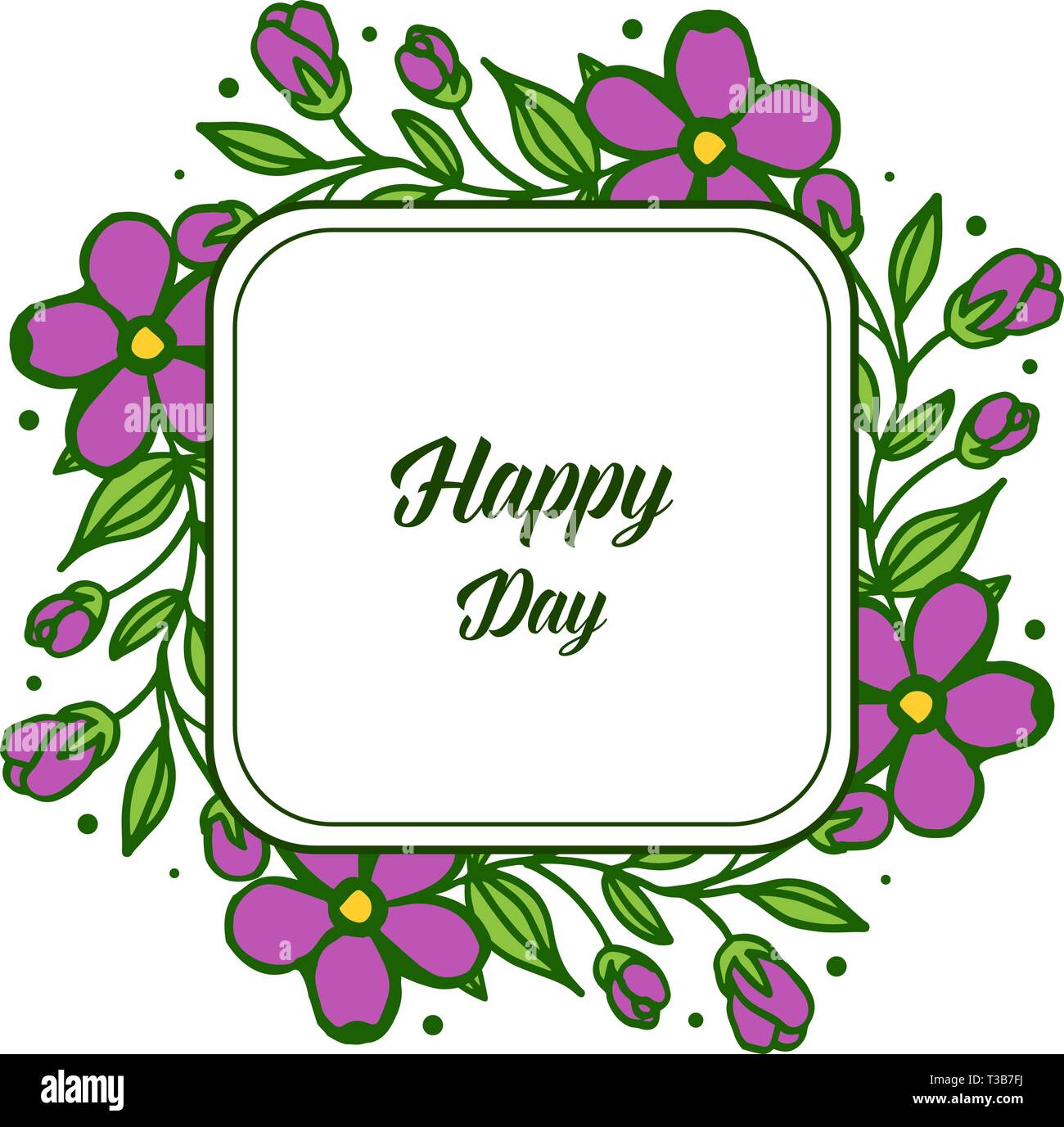 Vector illustration purple flower frame for card invitation happy day ...