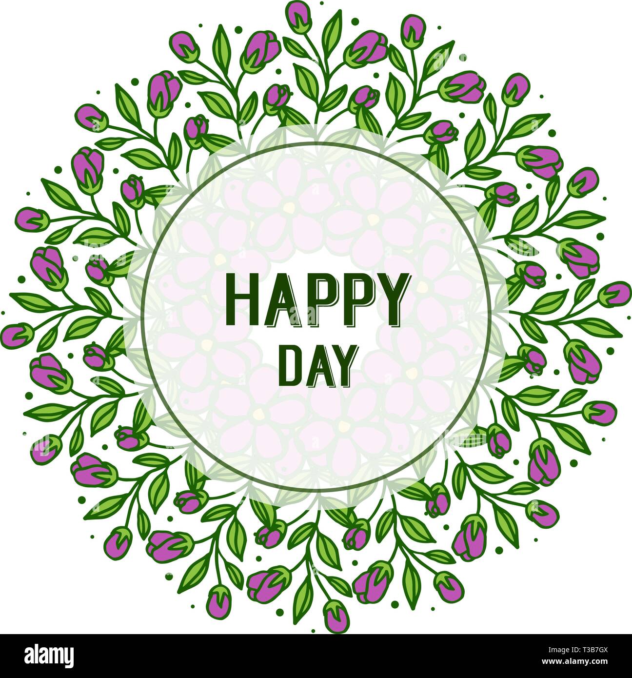 Vector illustration purple flower frame for card invitation happy day ...