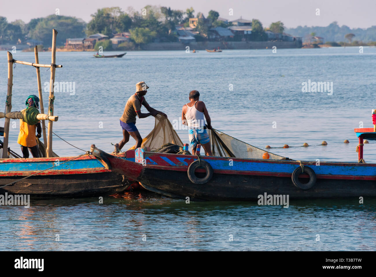 Fishing boat on Kaptai Lake, Rangamati, Chittagong Division, Bangladesh Stock Photo