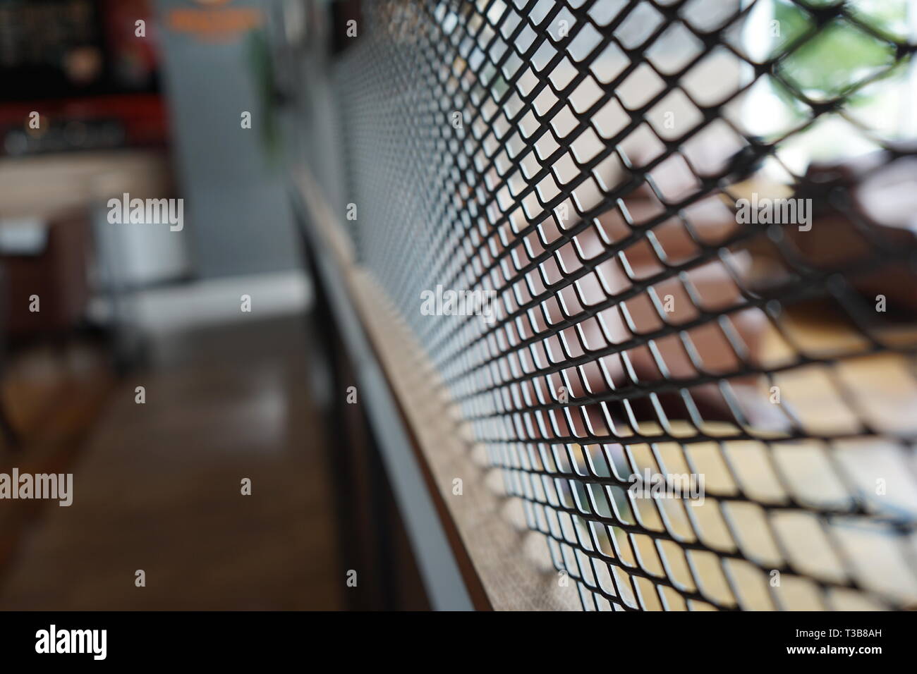 black grill partition with blur background. Stock Photo