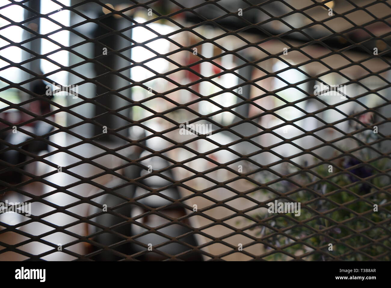 black grill partition with blur background. Stock Photo