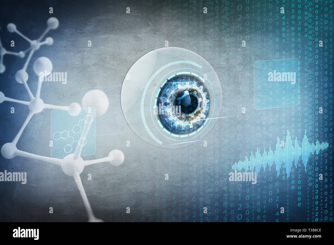 Human eyeball in process of biometrics scanning. Stock Photo