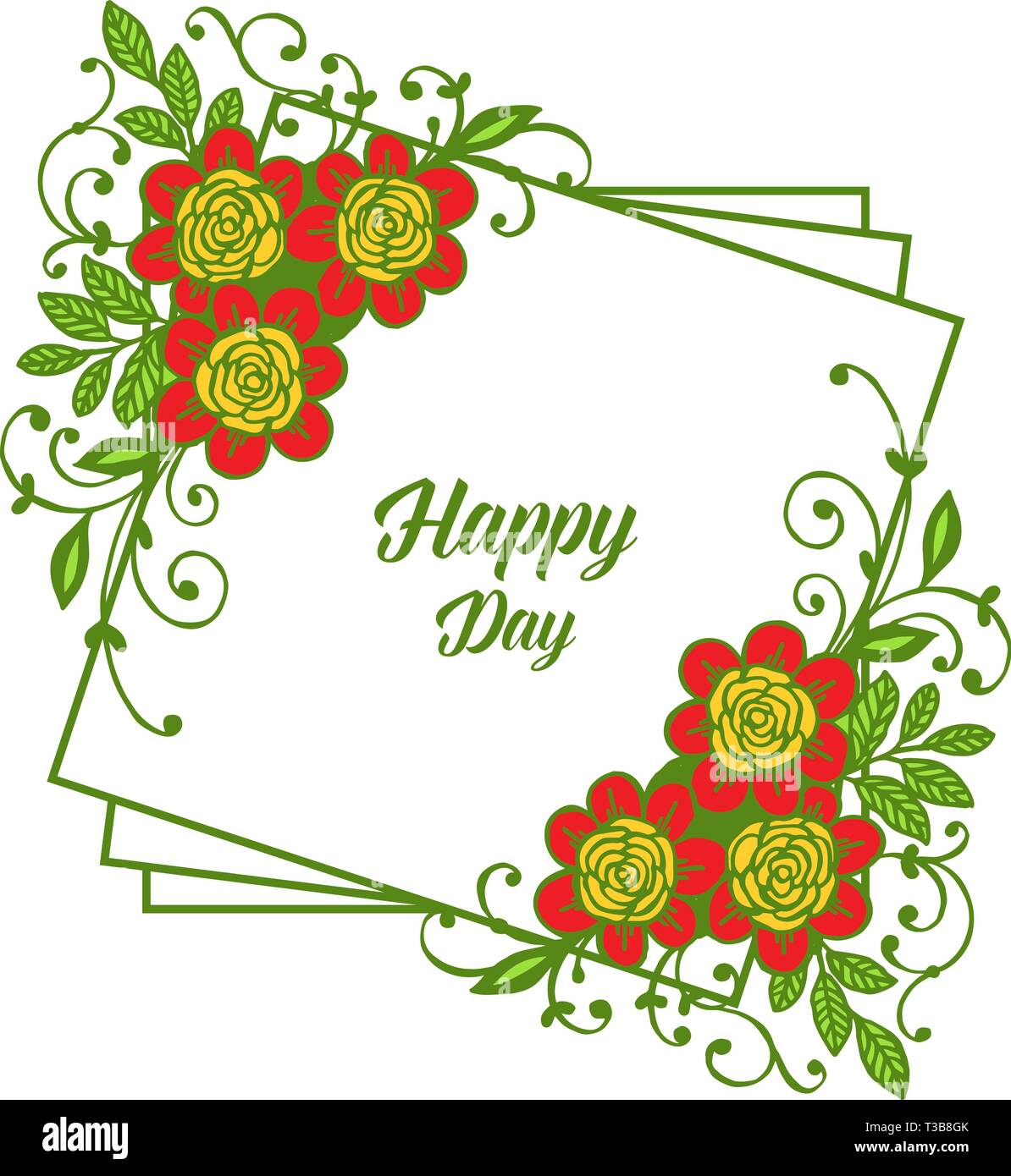 Vector illustration various floral frame for card happy day wedding ...