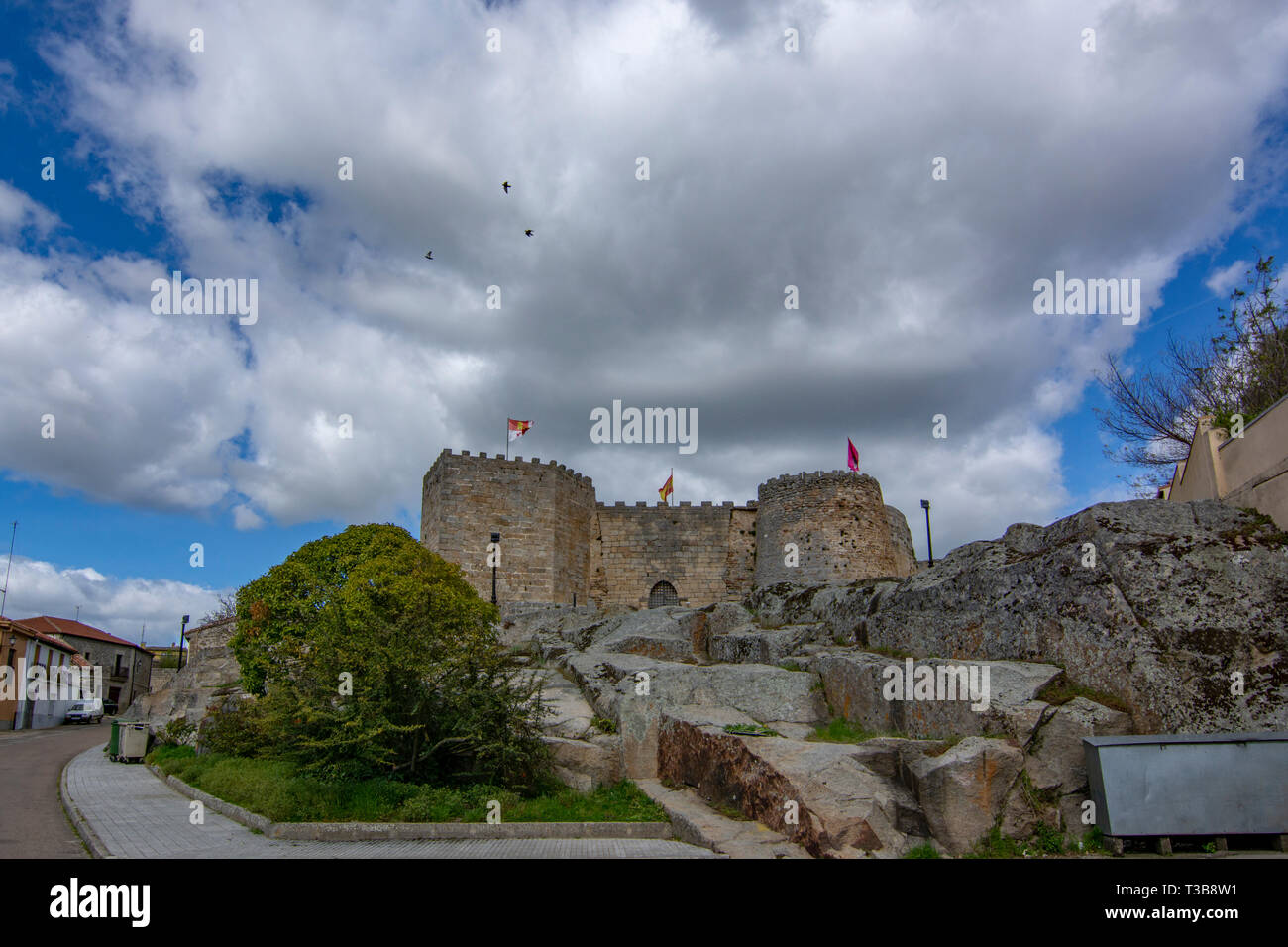 Ledesma, Salamanca, Spain; April 2017: view of the castle  in the historic centre of the medieval town of Ledesma Stock Photo