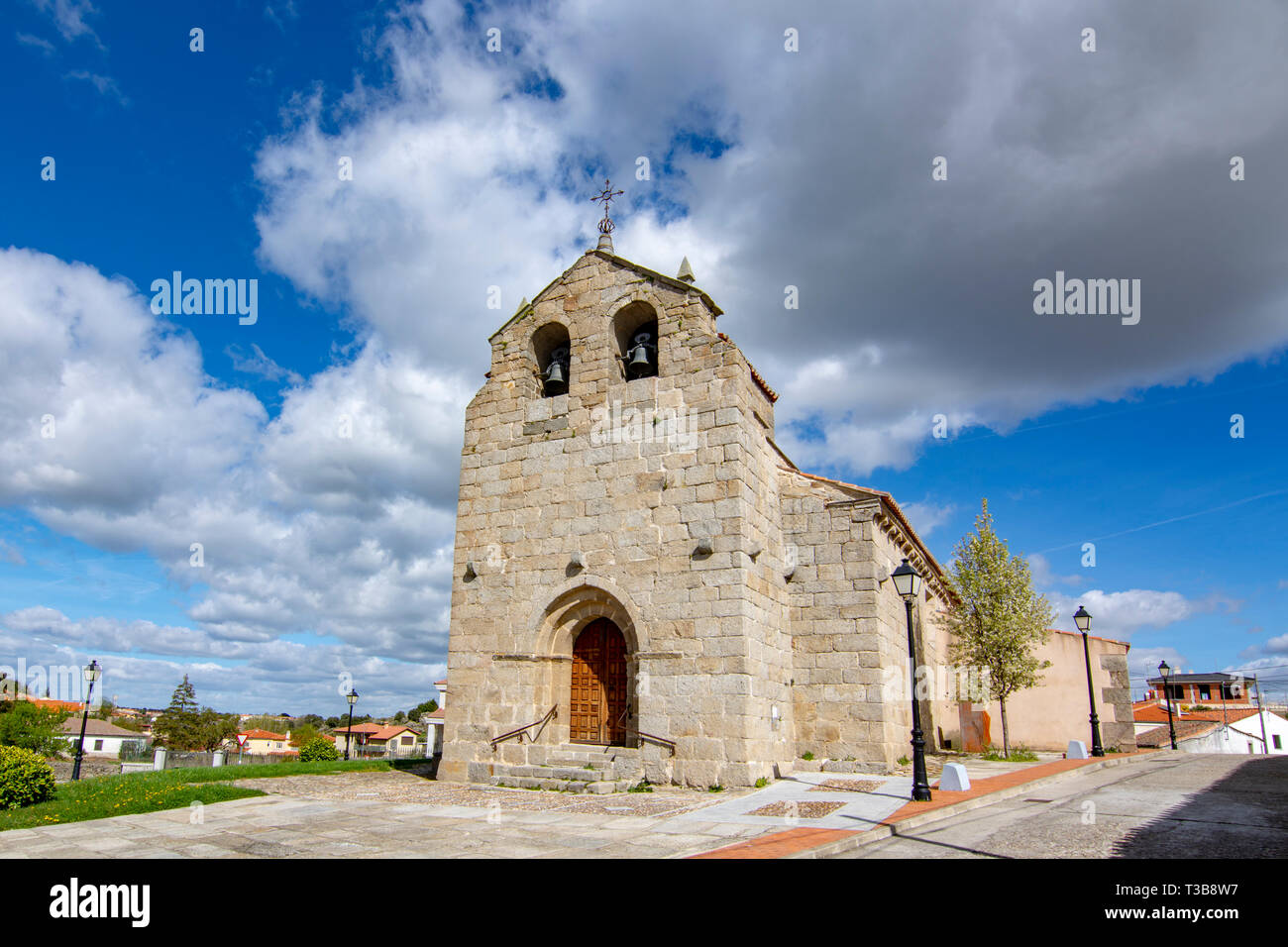 Ledesma, Salamanca, Spain; April 2017: view of the Romanesque Church of Santa Elena on the outskirts of the city of Ledesma. Stock Photo
