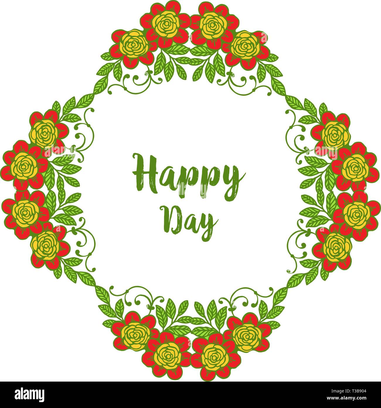 Vector illustration template happy day for various wreath floral frame ...