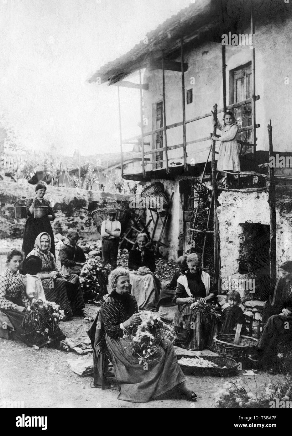 italy, laveno, sericulture, 1900-1910 Stock Photo