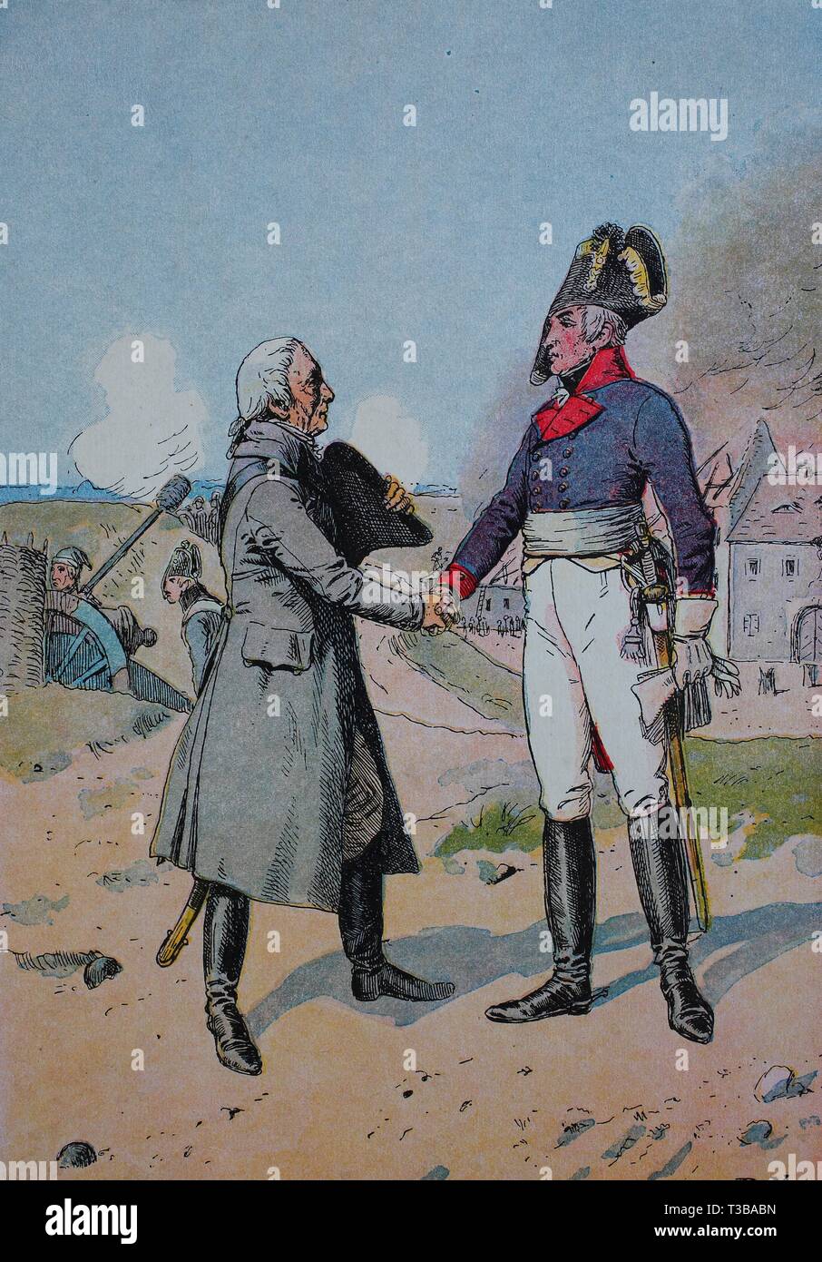 Graf von Gneisenau and Field Marshall Joachim Christian Nettelbeck, historical illustration, 1880, Germany, Europe Stock Photo