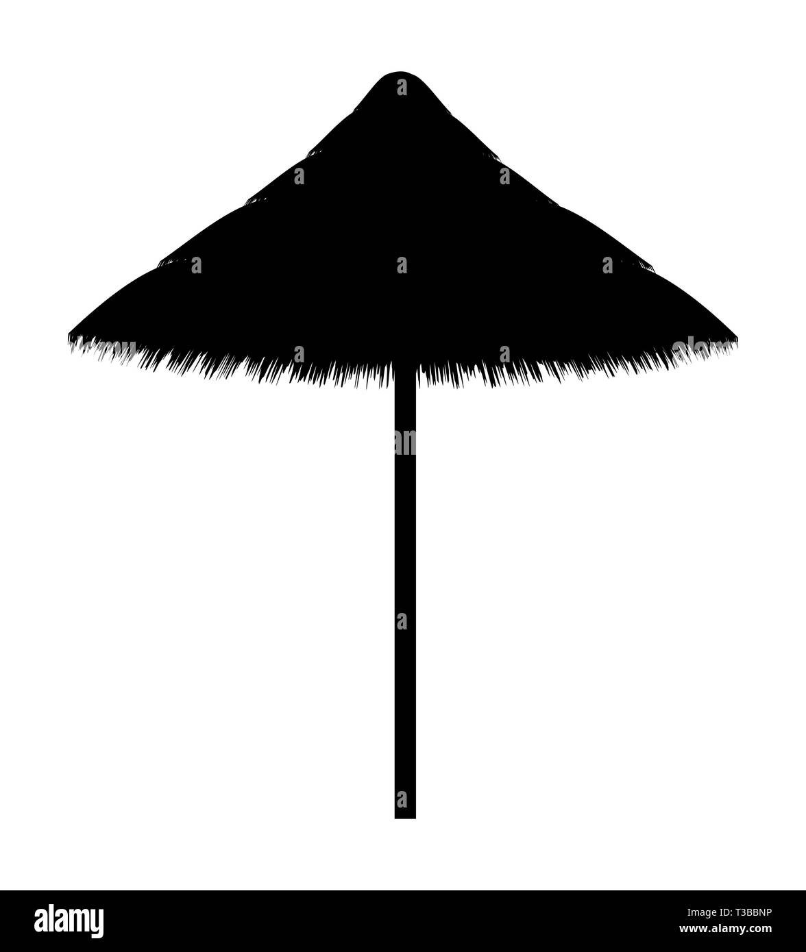 beach umbrella made for shade black contour silhouette vector illustration isolated on white background Stock Photo