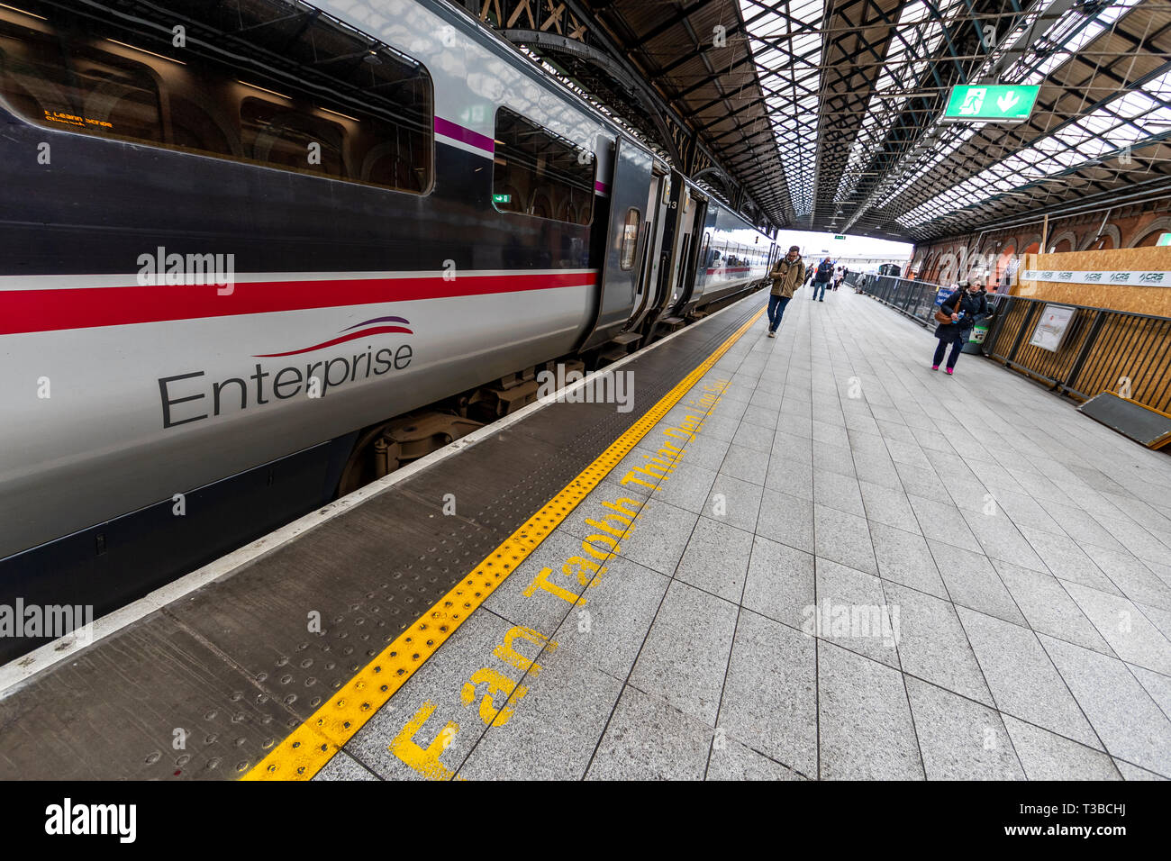 Connolly train station and the Enterprise train Belfast to Dublin. Amiens Street, North Dock Connolly train station and the Enterprise train Belfast to Dublin. Amiens Street, North Dock
