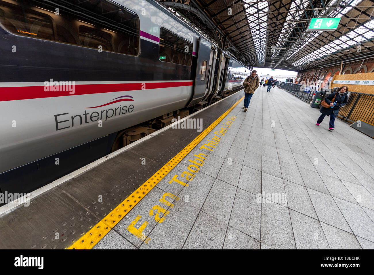 Connolly train station and the Enterprise train Belfast to Dublin