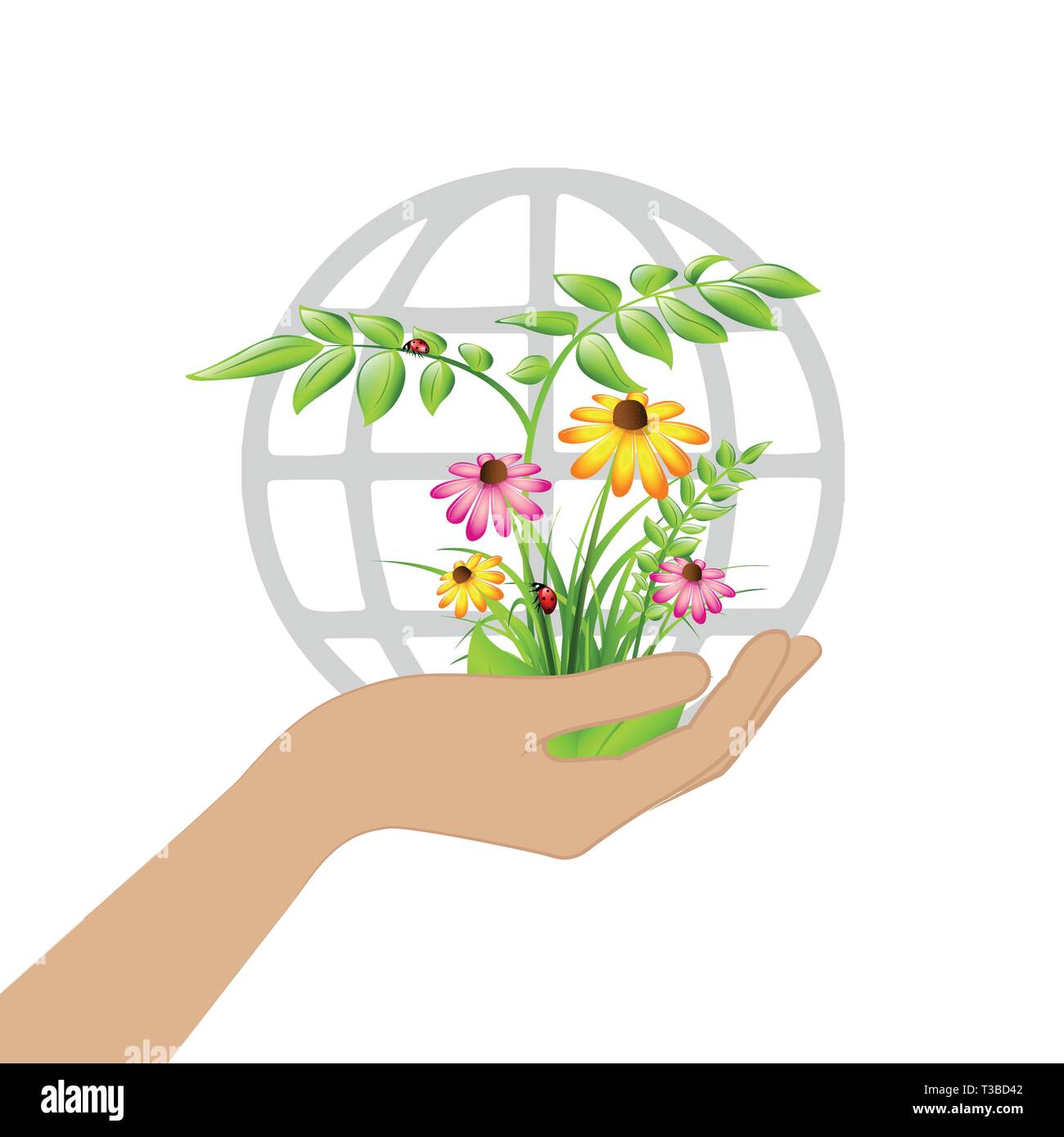female hand hold plants and flowers for earth vector illustration EPS10 Stock  Vector Image & Art - Alamy