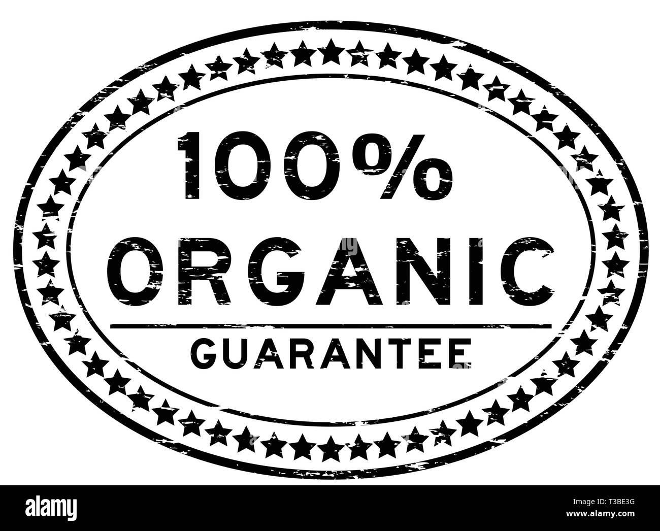Grunge black 100 percent organic oval rubber seal stamp on white ...