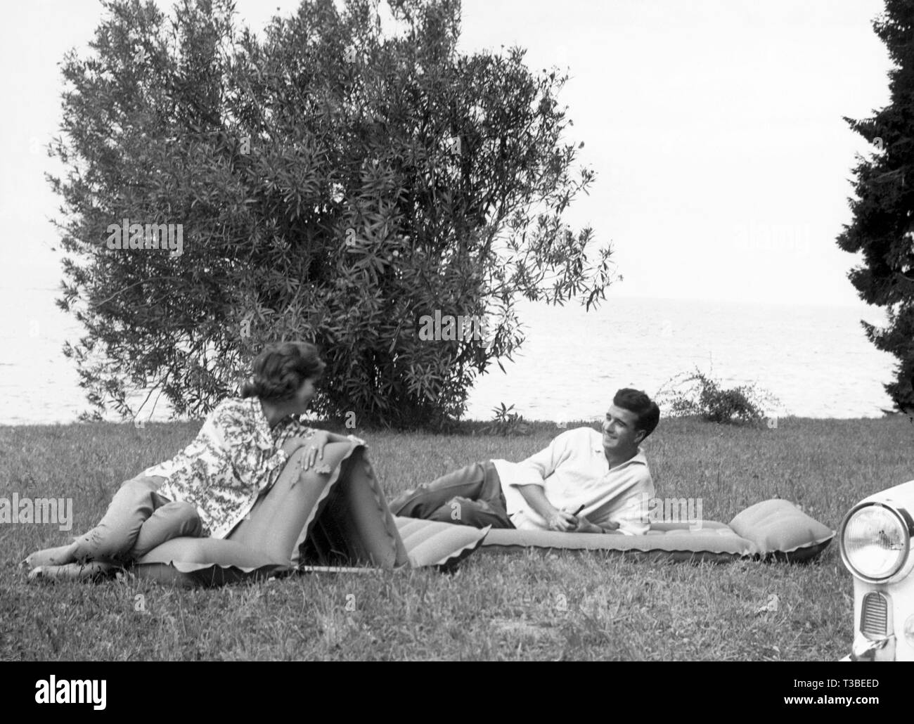 people on the airbed, 1962 Stock Photo