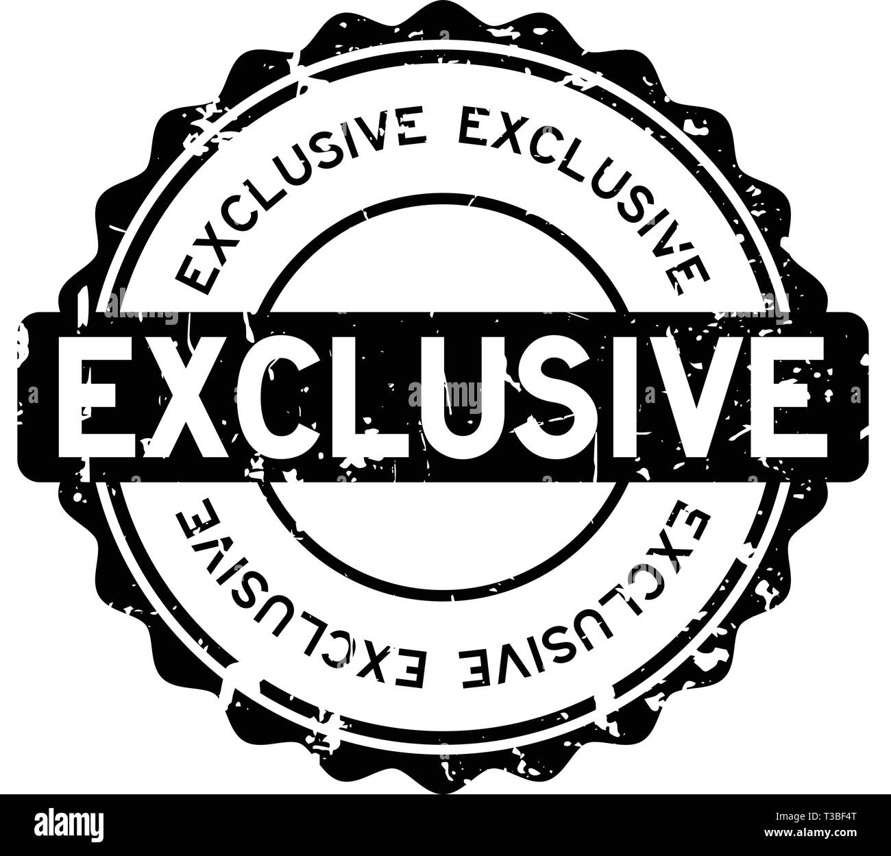 Grunge black exclusive round rubber seal stamp on white background ...