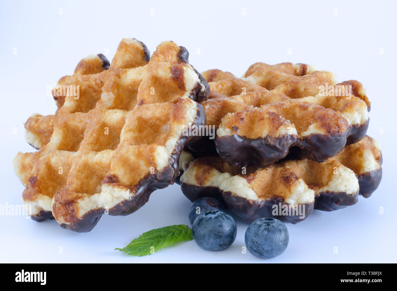 Waffles on white background. Stock Photo
