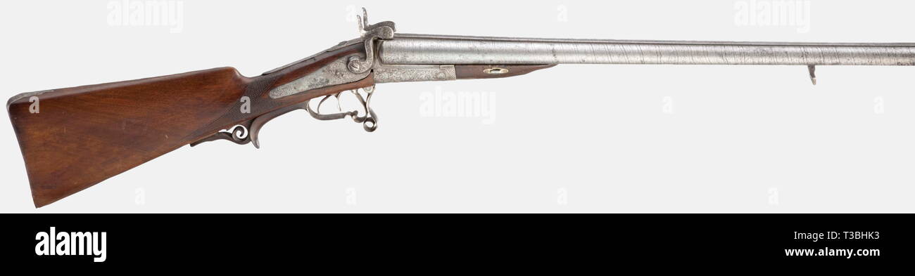 Civil long arms, pinfire, double action double-barrelled shotgun, Liege, circa 1865, Additional-Rights-Clearance-Info-Not-Available Stock Photo