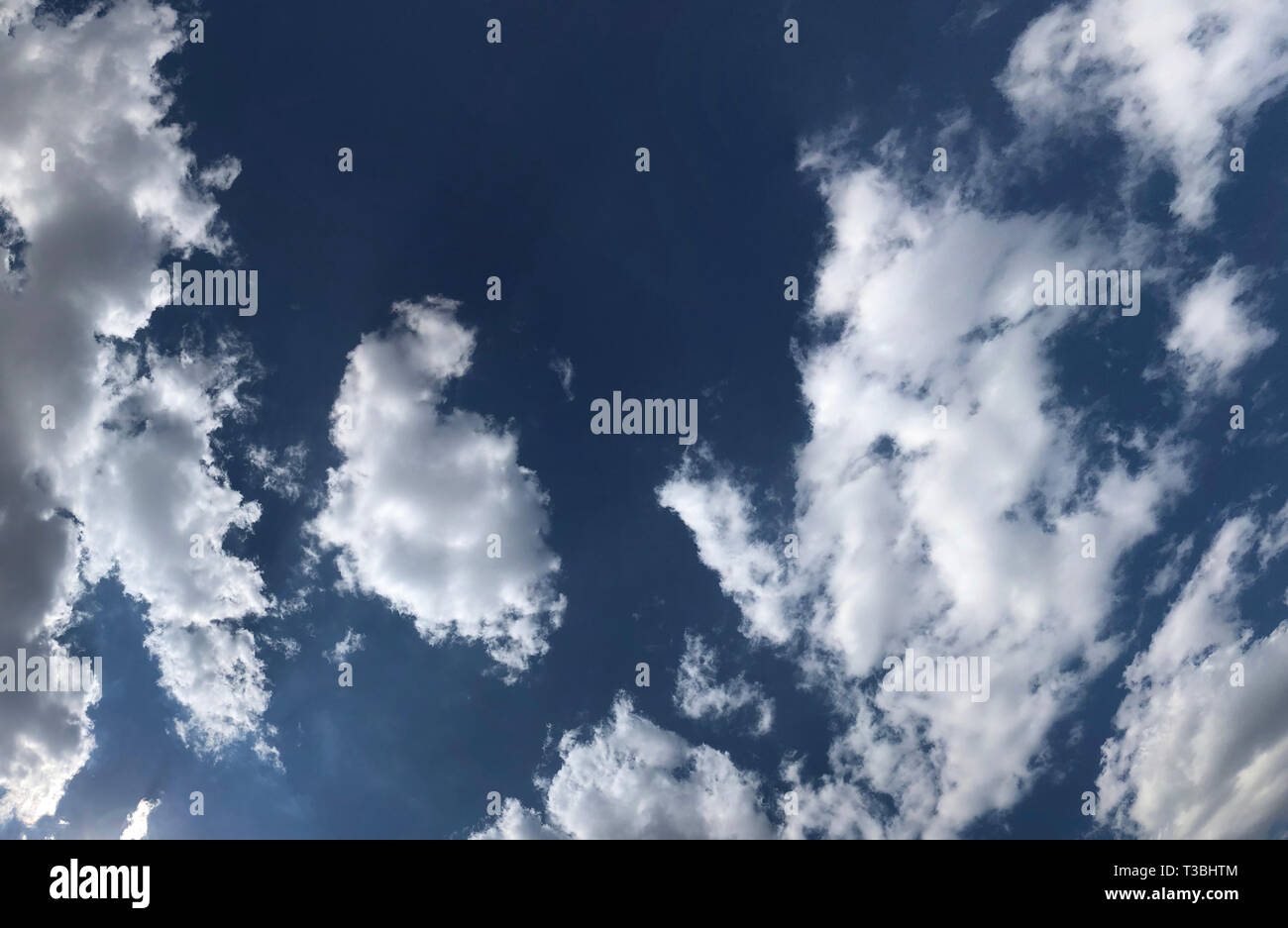Clouds on blue and clear sky. Stock Photo