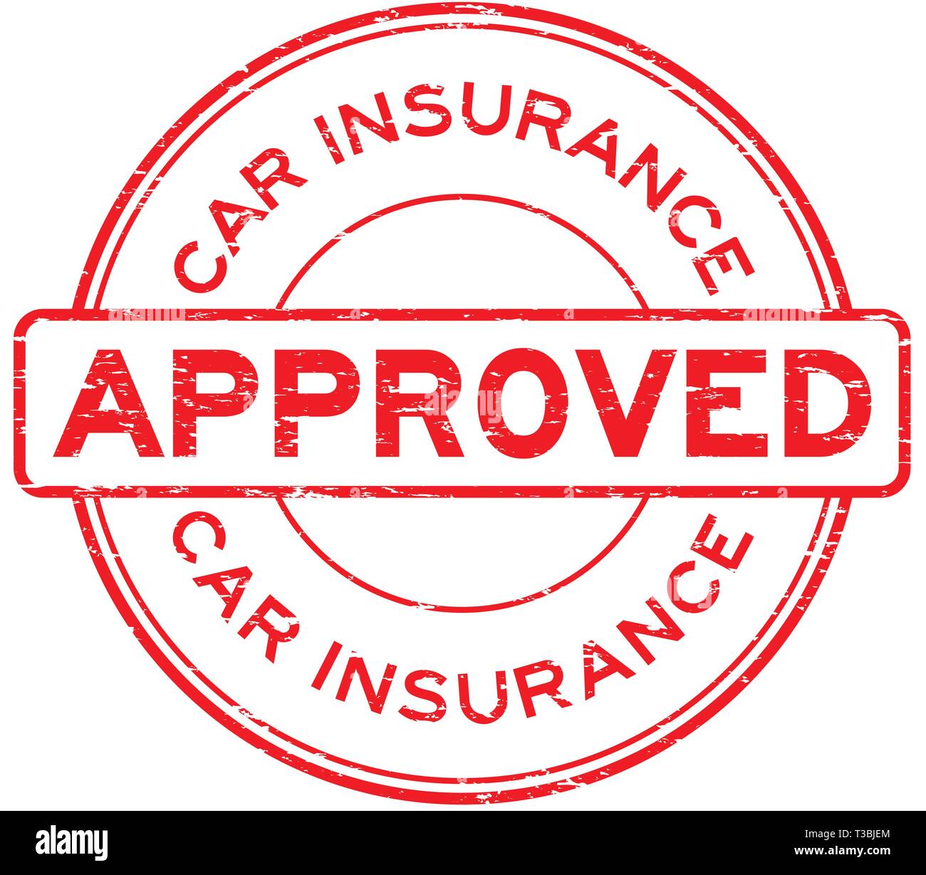 Grunge red car insurance approve round rubber seal stamp on white ...