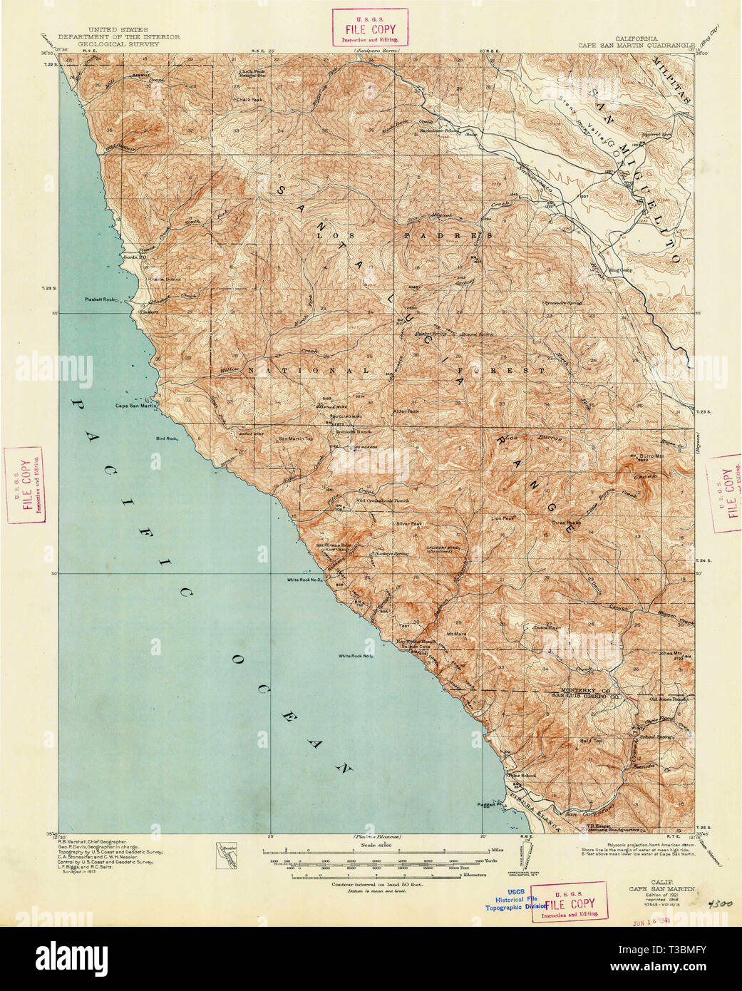 Usgs Topo Map California Ca Cape San Martin 297008 1921 62500