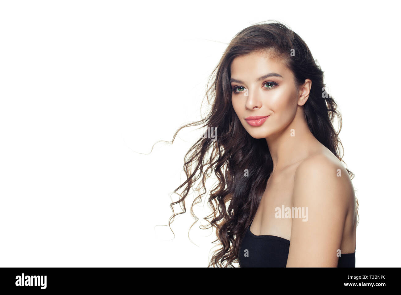 Smiling model woman isolated on white background Stock Photo - Alamy