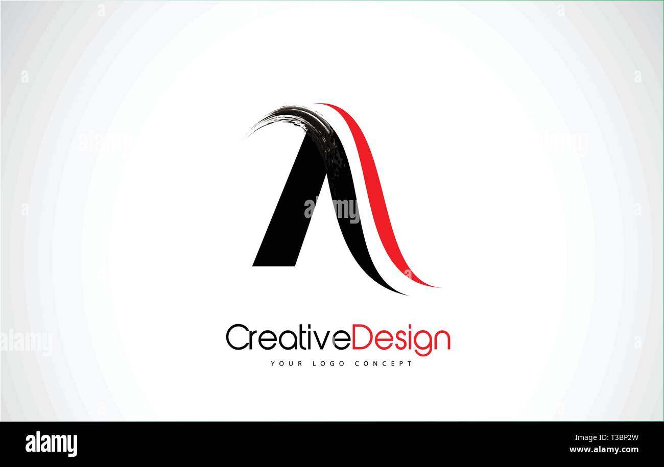 Red and Black A Letter Design Brush Paint Stroke. Letter Logo with ...