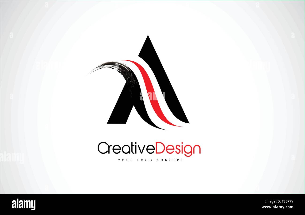 Red and Black A Letter Design Brush Paint Stroke. Letter Logo with ...