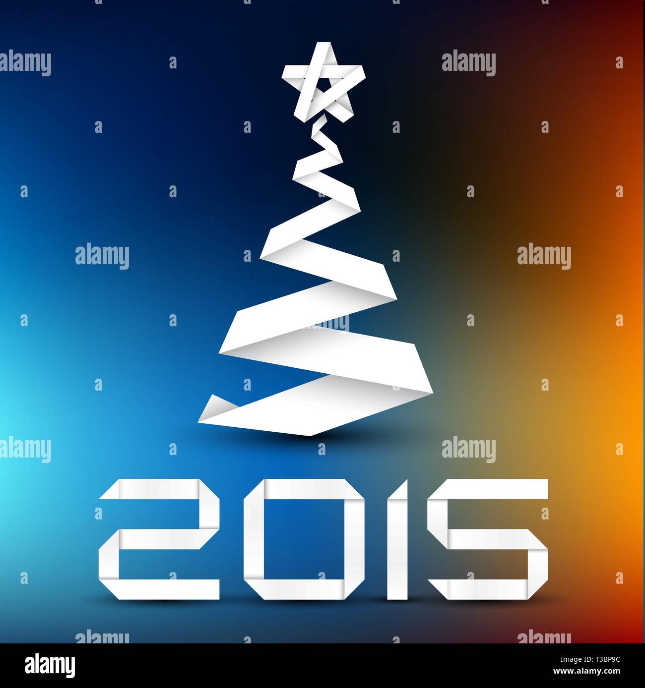 Simple vector christmas tree made from white paper stripe - original ...