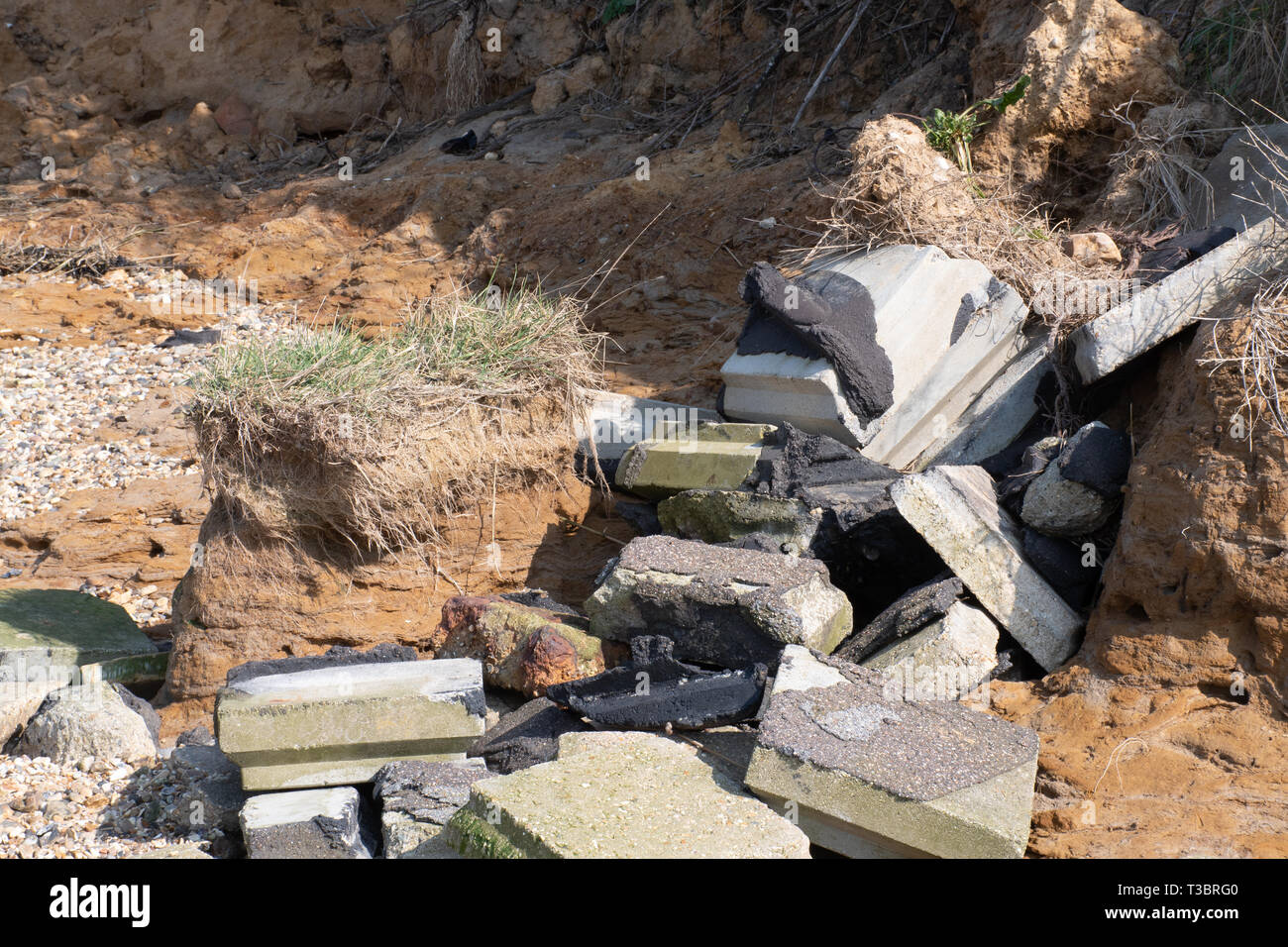 Oak Ridge Concrete Fall Falling concrete as a result of coastal erosion on cliff Stock Photo ...