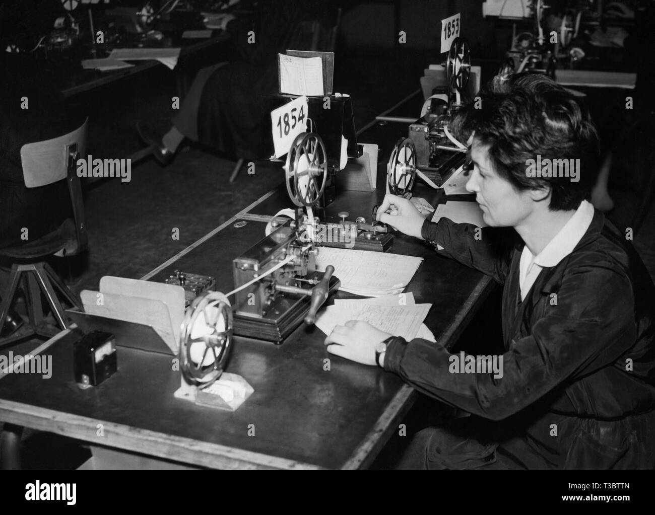 telegraphists, poste italiane, 1956 Stock Photo