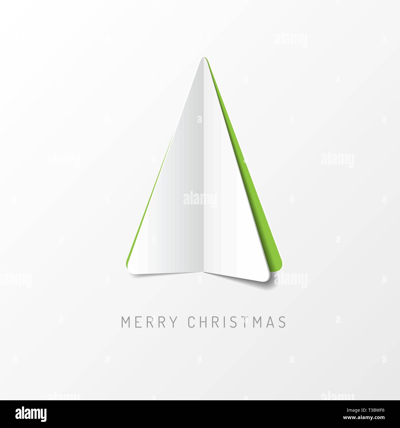 Vector Merry Christmas card with a white minimalistic tree made from ...