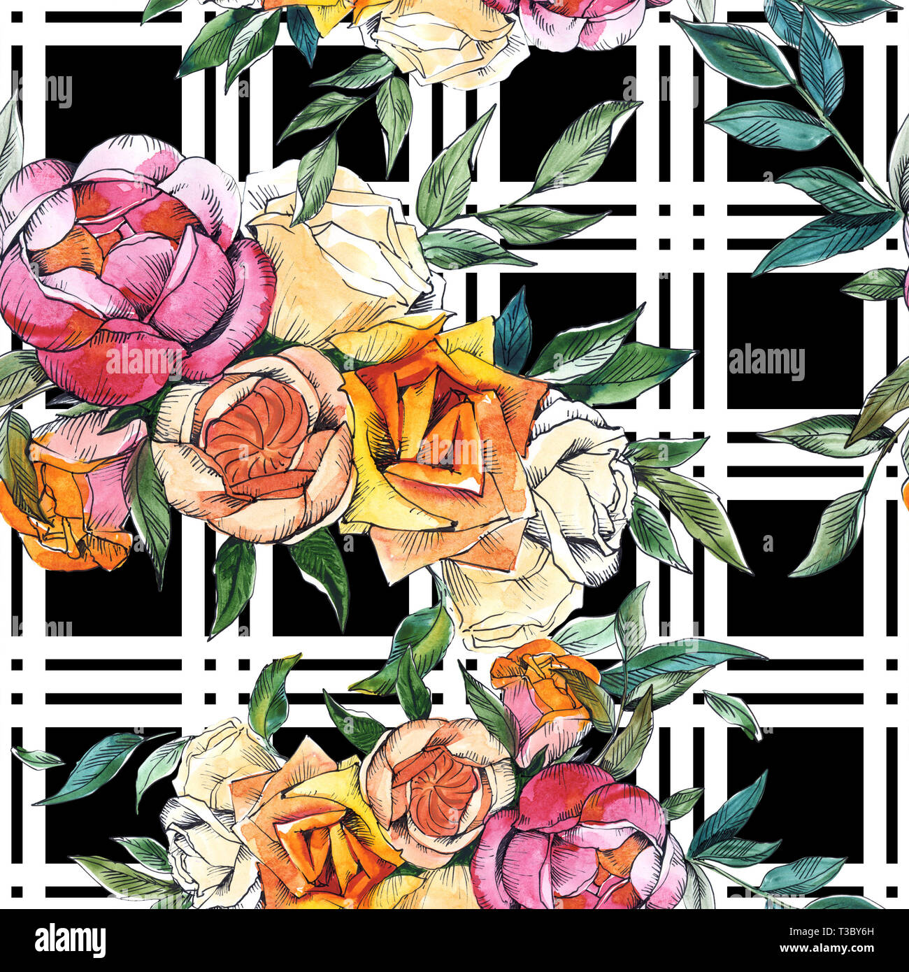Wildflowers bouquet floral botanical flowers. Watercolor background ...