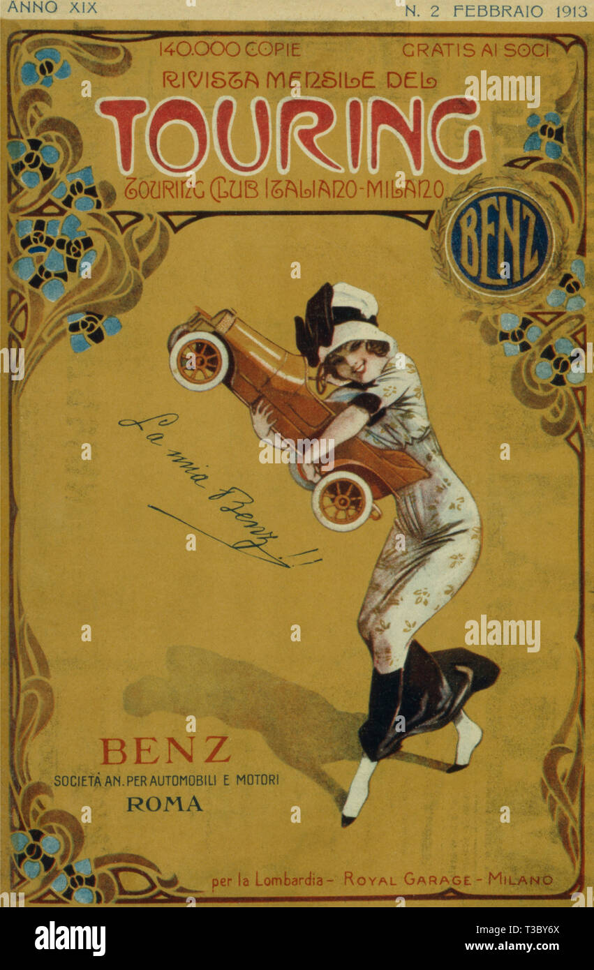 cover of the monthly review touring club italiano, february 1913 Stock Photo