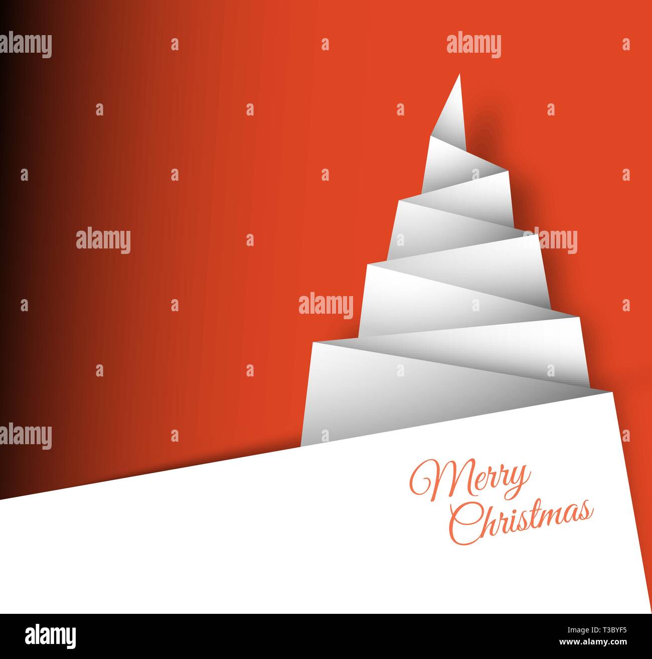 Simple vector christmas tree made from paper - original new year card ...