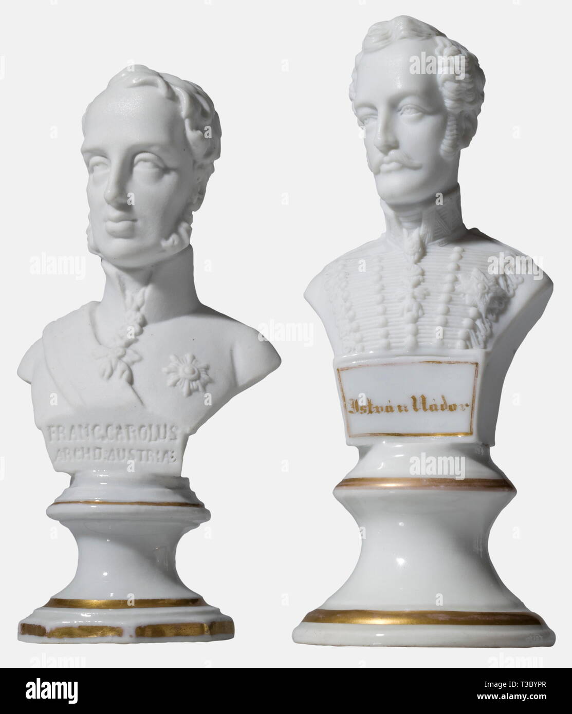 Bust Inscription Six busts made from biscuit porcelain, circa 1840/50, representing ...