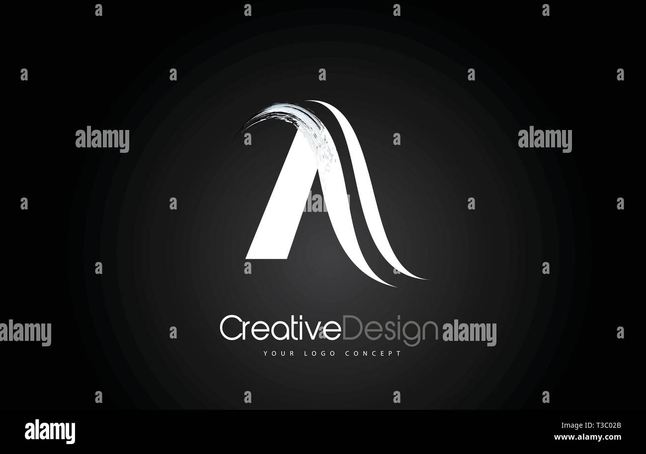 A Letter Design Brush Paint Stroke. Letter Logo on Black Bakground ...