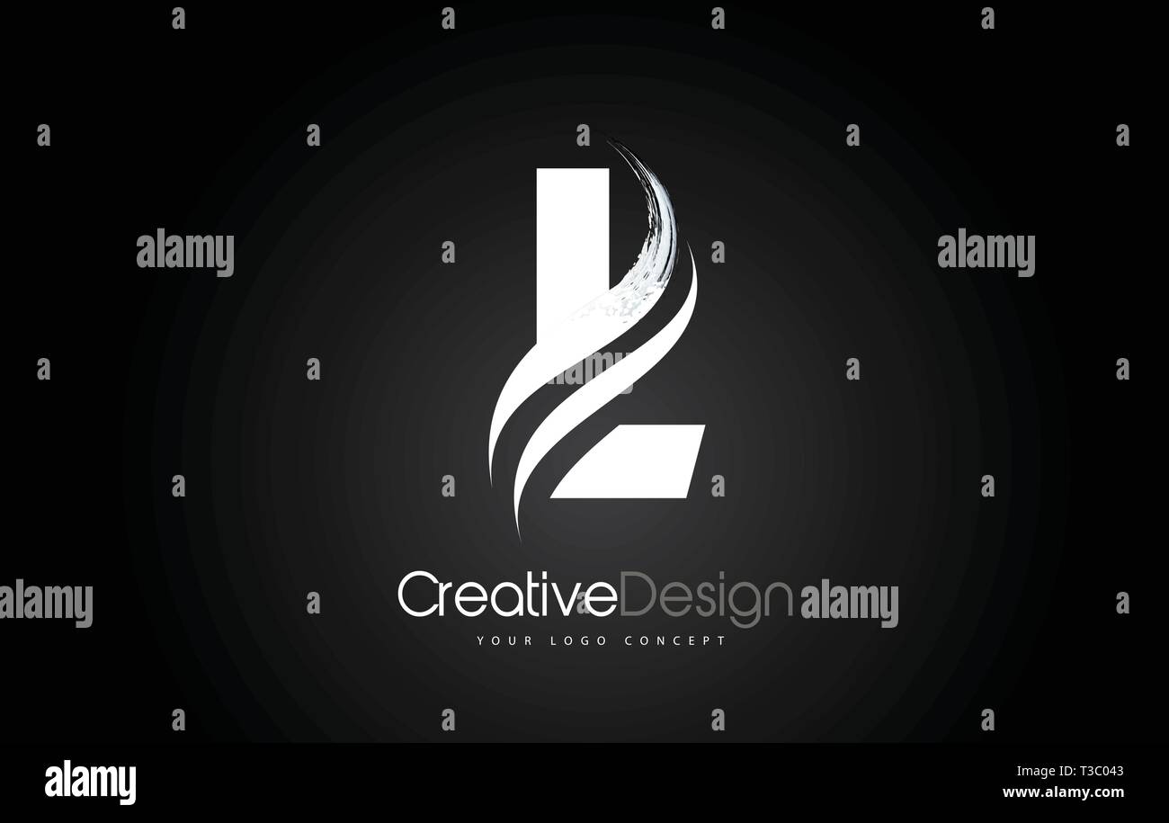 L Letter Design Brush Paint Stroke. Letter Logo on Black Background ...