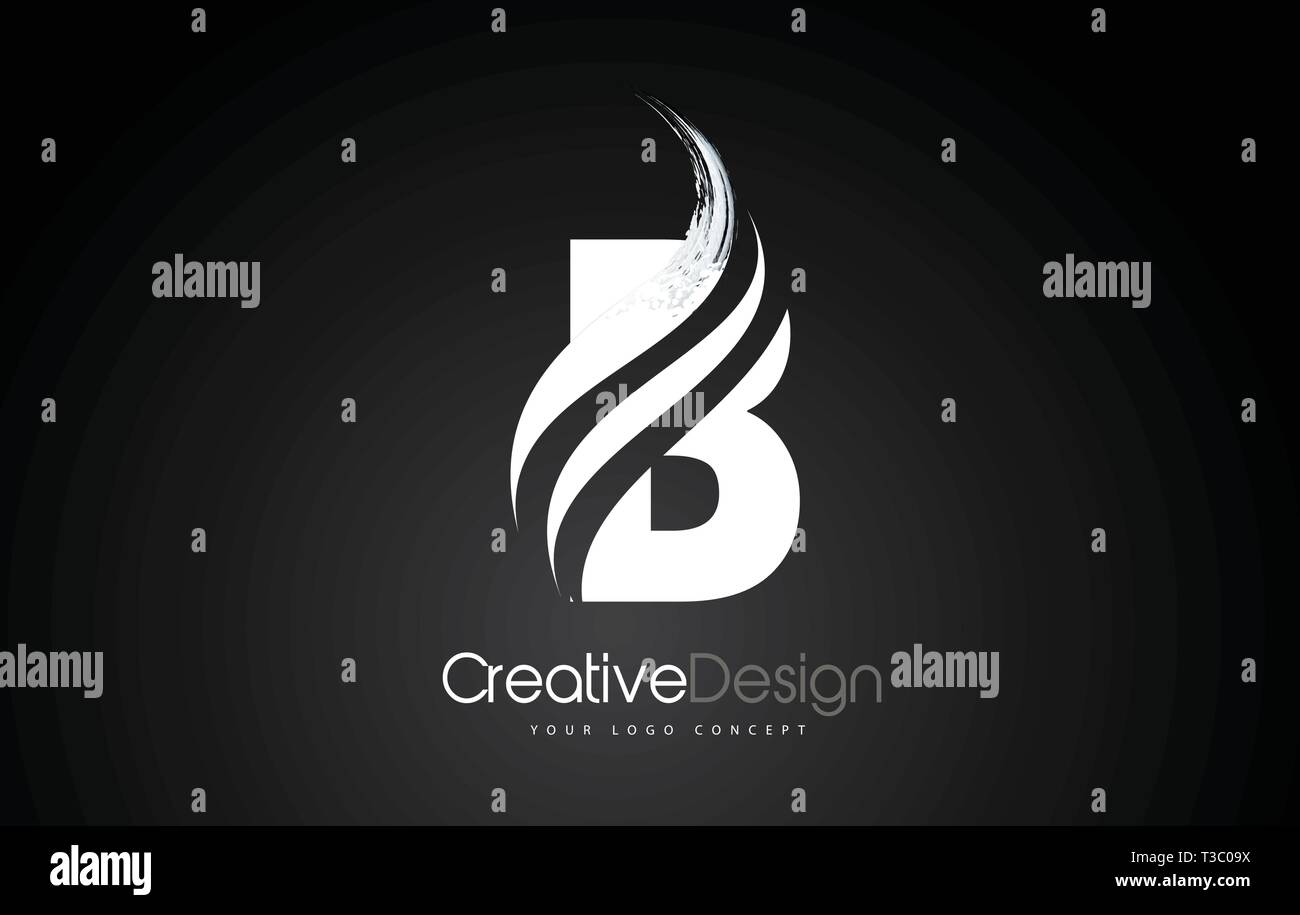 B Letter Design Brush Paint Stroke. Letter Logo with Black Background ...