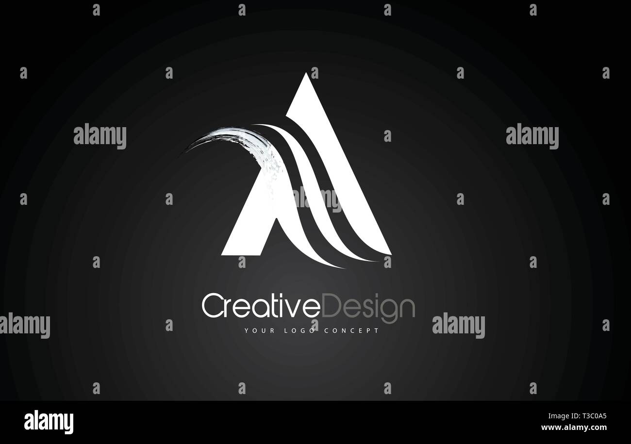 A Letter Design Brush Paint Stroke. Letter Logo with Black Background