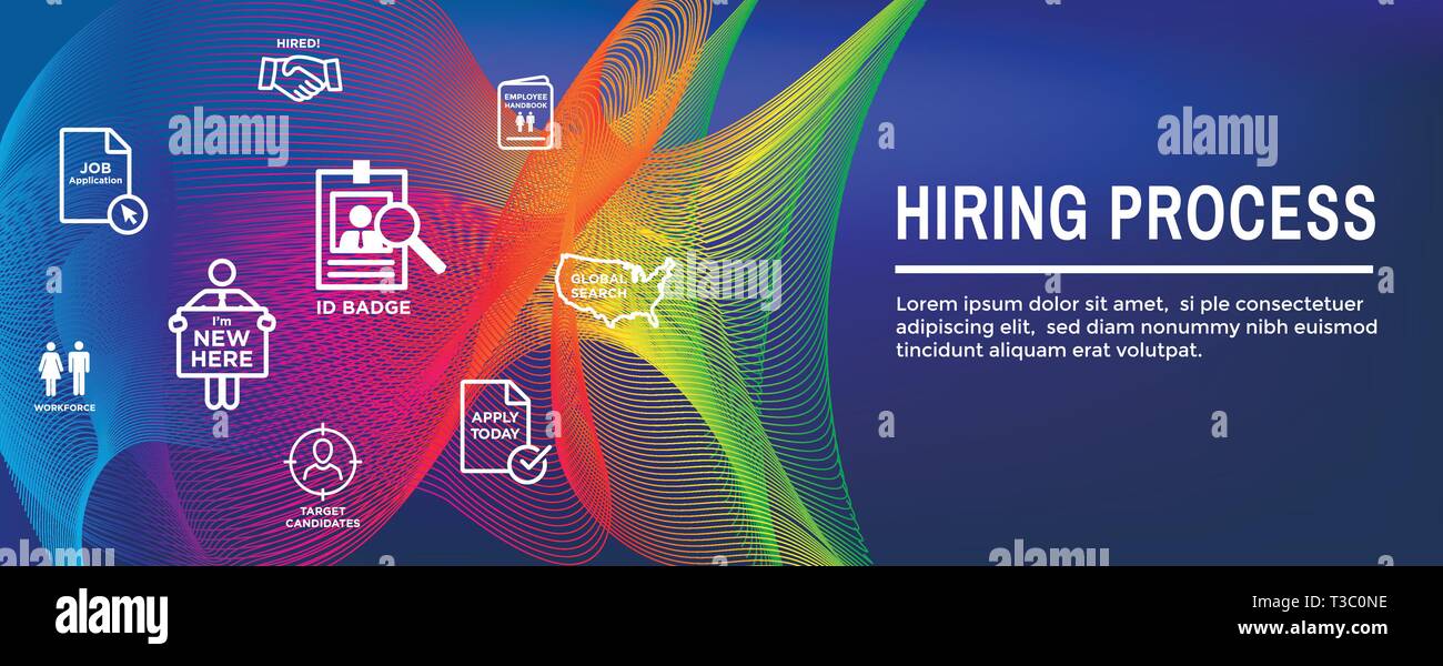 New Employee Hiring Process Icon Set Web Header Banner Stock