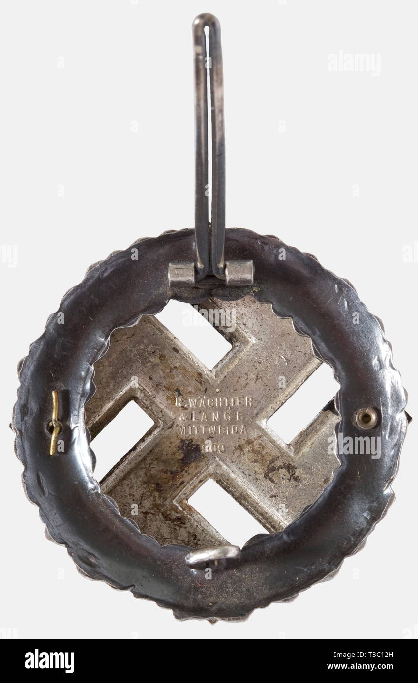 Golden Party Badge Number 545 As Well As A General Gau Honour Badge 1923 And An Orders Clasp Golden Party Badge In 30 Mm Issue Gilt And Enamelled The Reverse Marked Ges Gesch