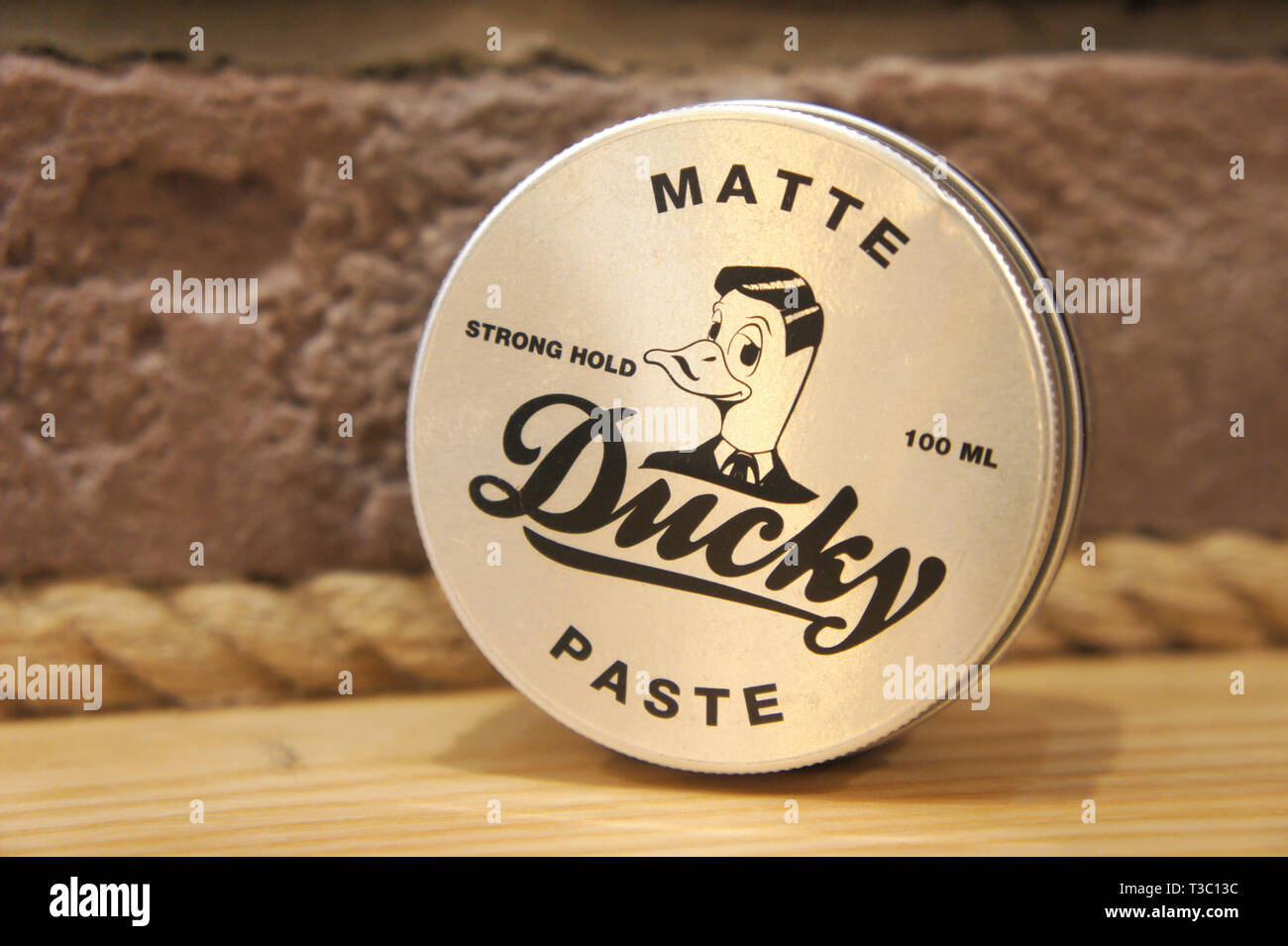 men hairstyle. ducky matte paste. paste for men barber shop. Stock Photo