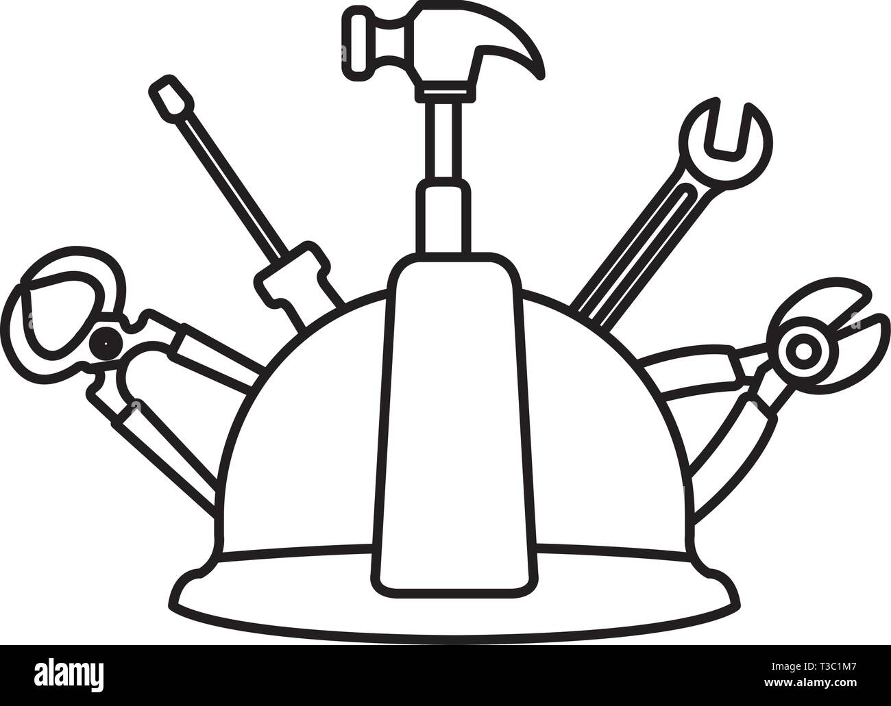 construction helmet with set tools Stock Vector Image & Art - Alamy