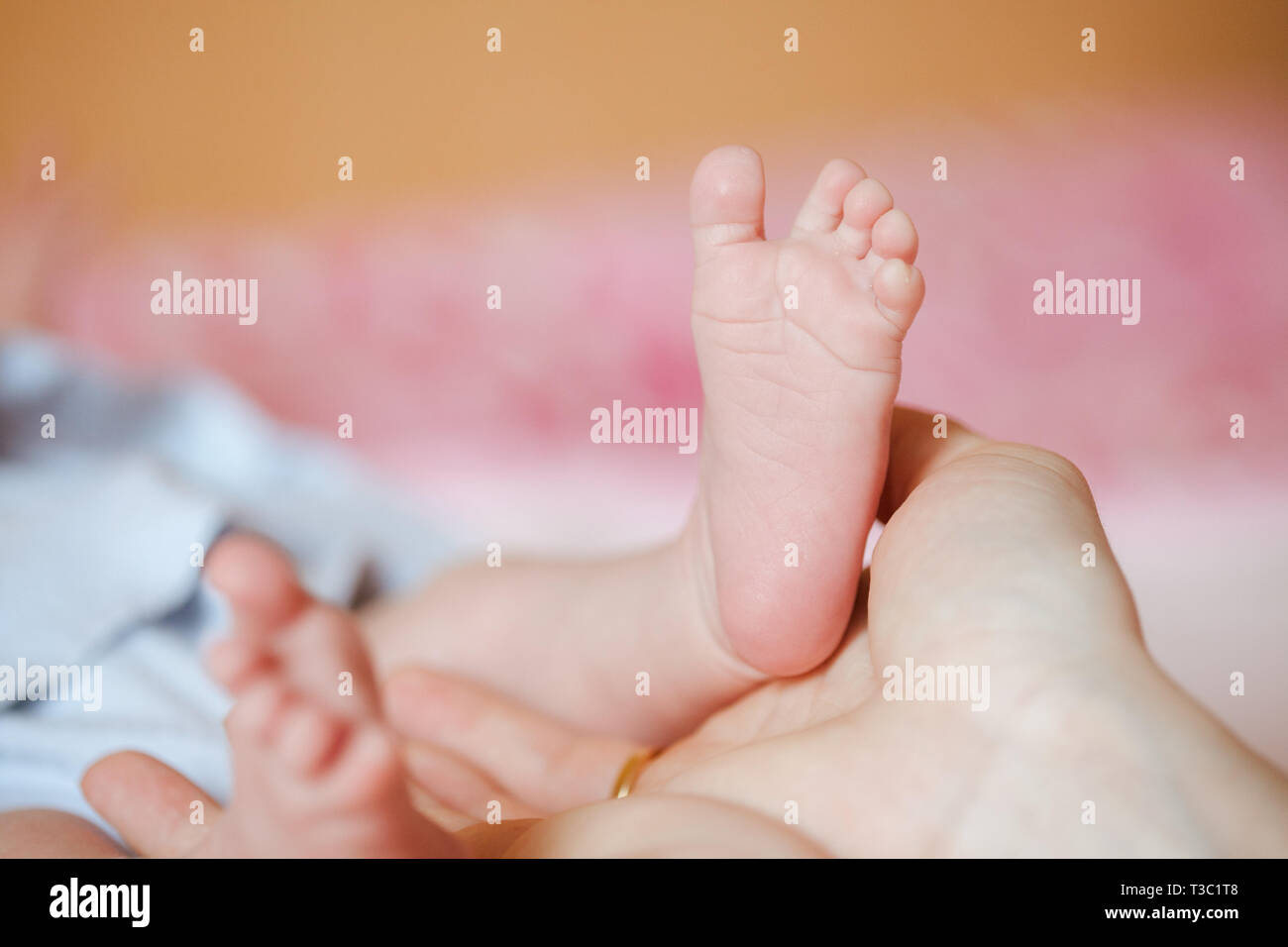 adorable newborn little baby feet Stock Photo