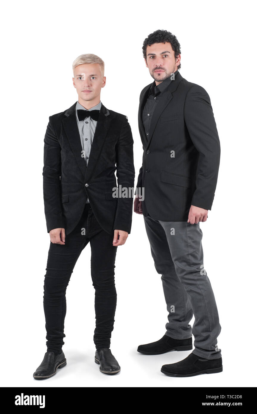 Two young men in jackets Stock Photo