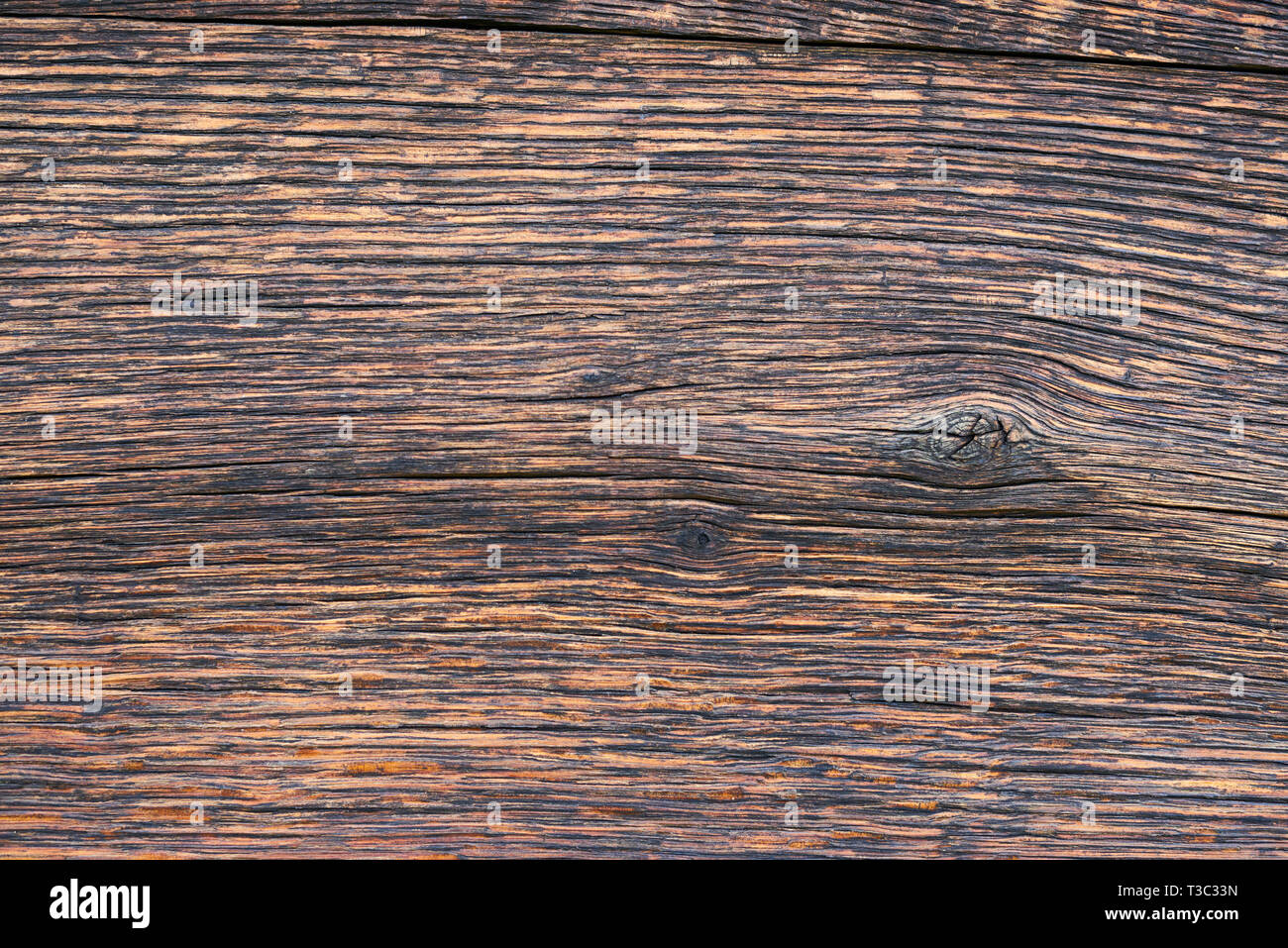 Closeup pattern of old oak wood for background or old wooden texture. Old oak for vintage table or furniture texture. More than a hundred years old wo Stock Photo