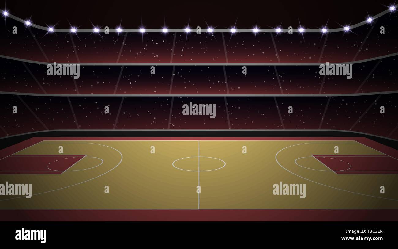 basketball stadium with court. Vector illustration Stock Vector Image