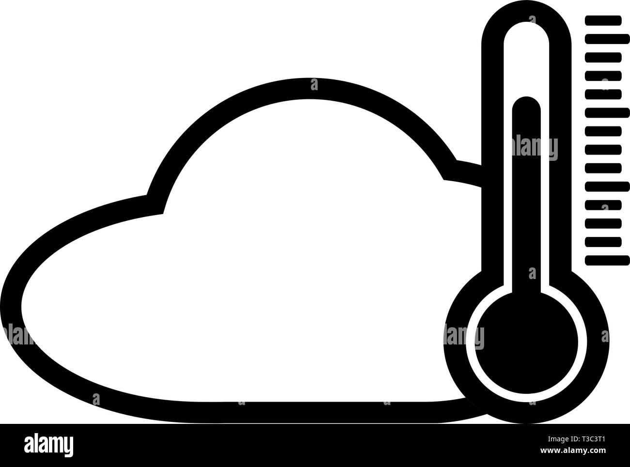 simple flat black and white weather temperature icon with cloud shape