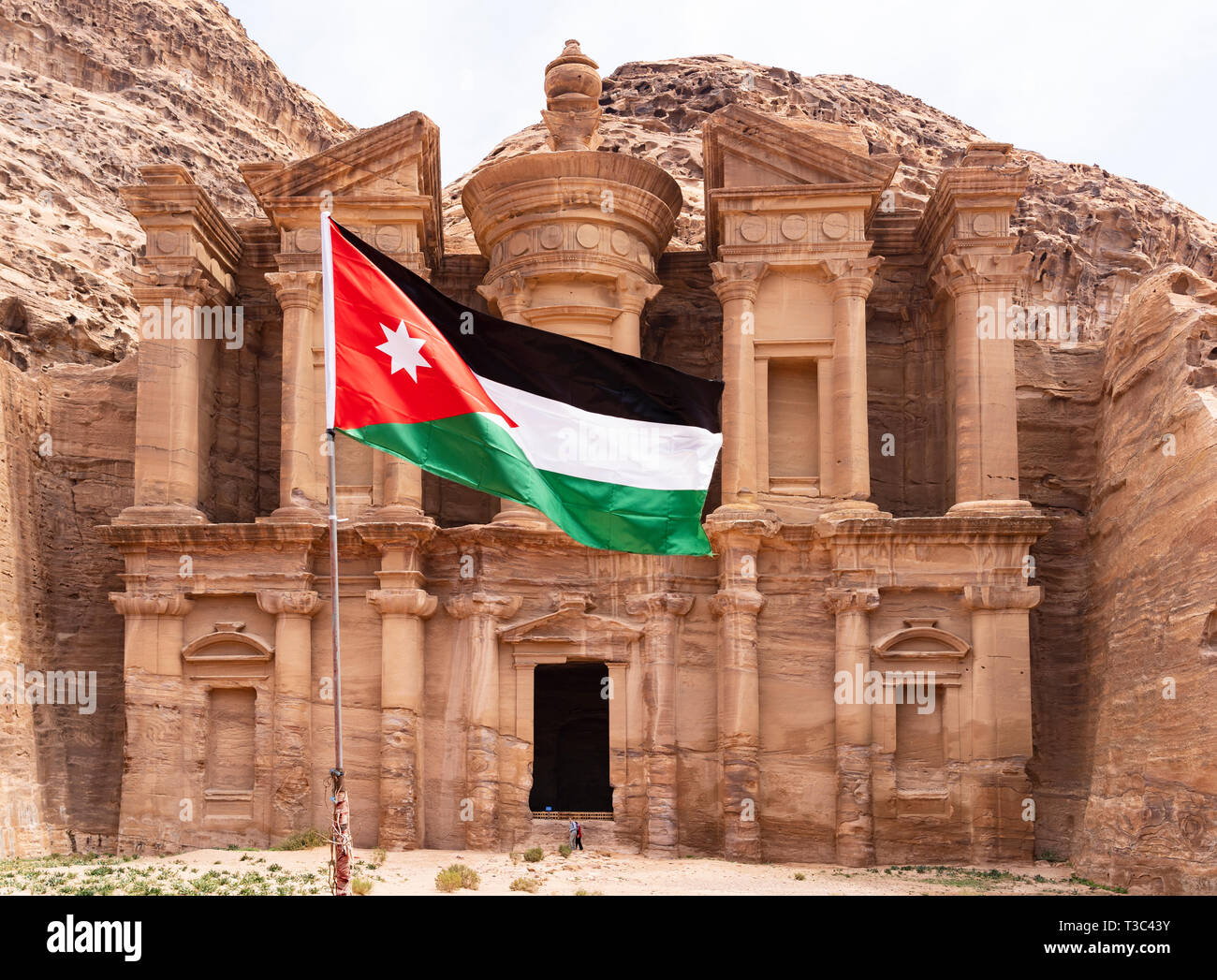 View of Ad-Deir Monastery at Petra in Jordan.UNESCO World Heritage Site Stock Photo